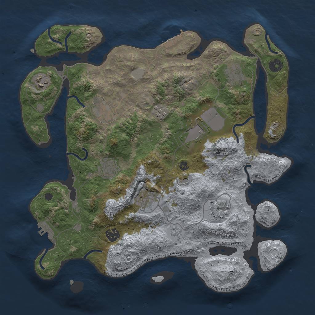 Rust Map: Procedural Map, Size: 3500, Seed: 13617354, 16 Monuments