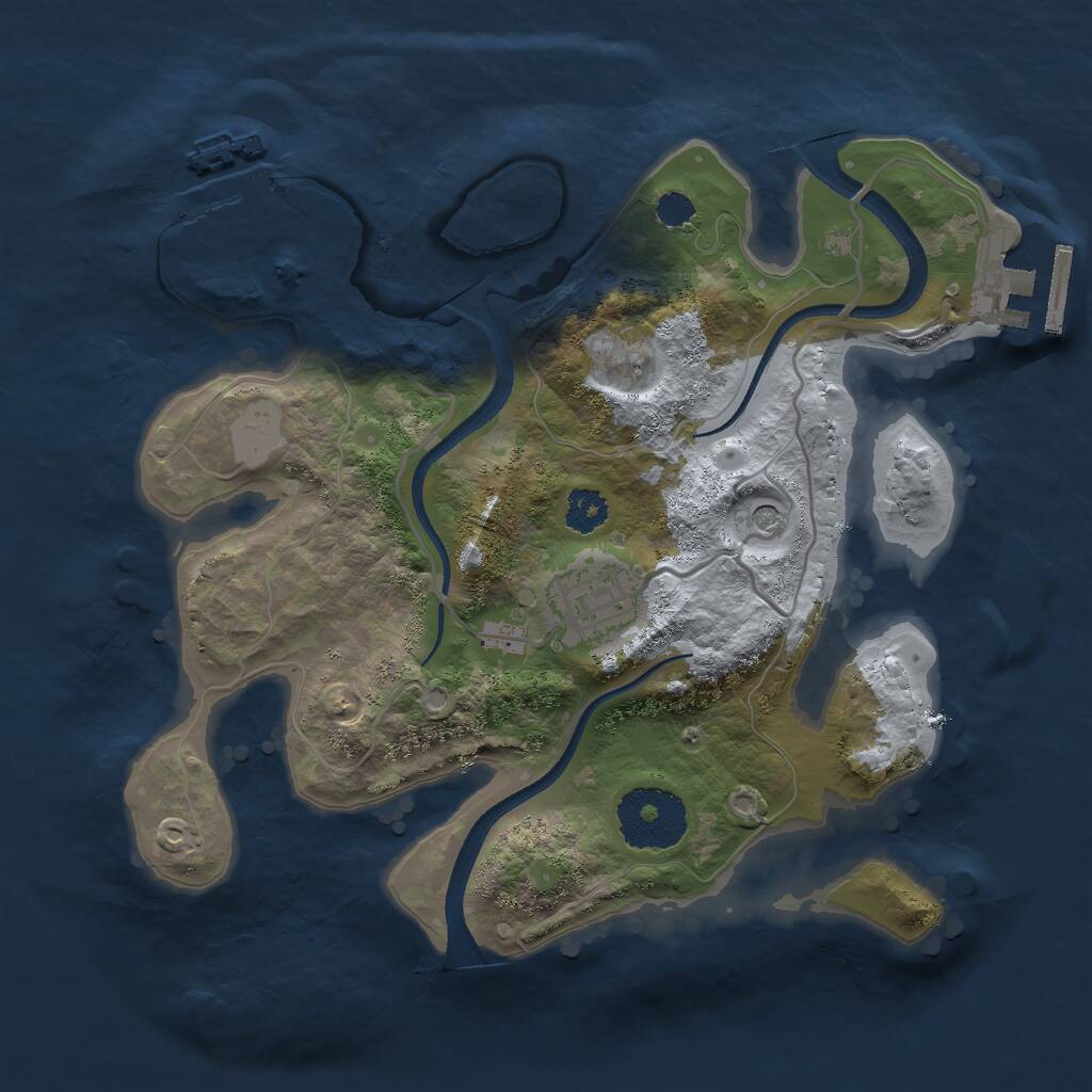 Rust Map: Procedural Map, Size: 2500, Seed: 2000121255, 5 Monuments