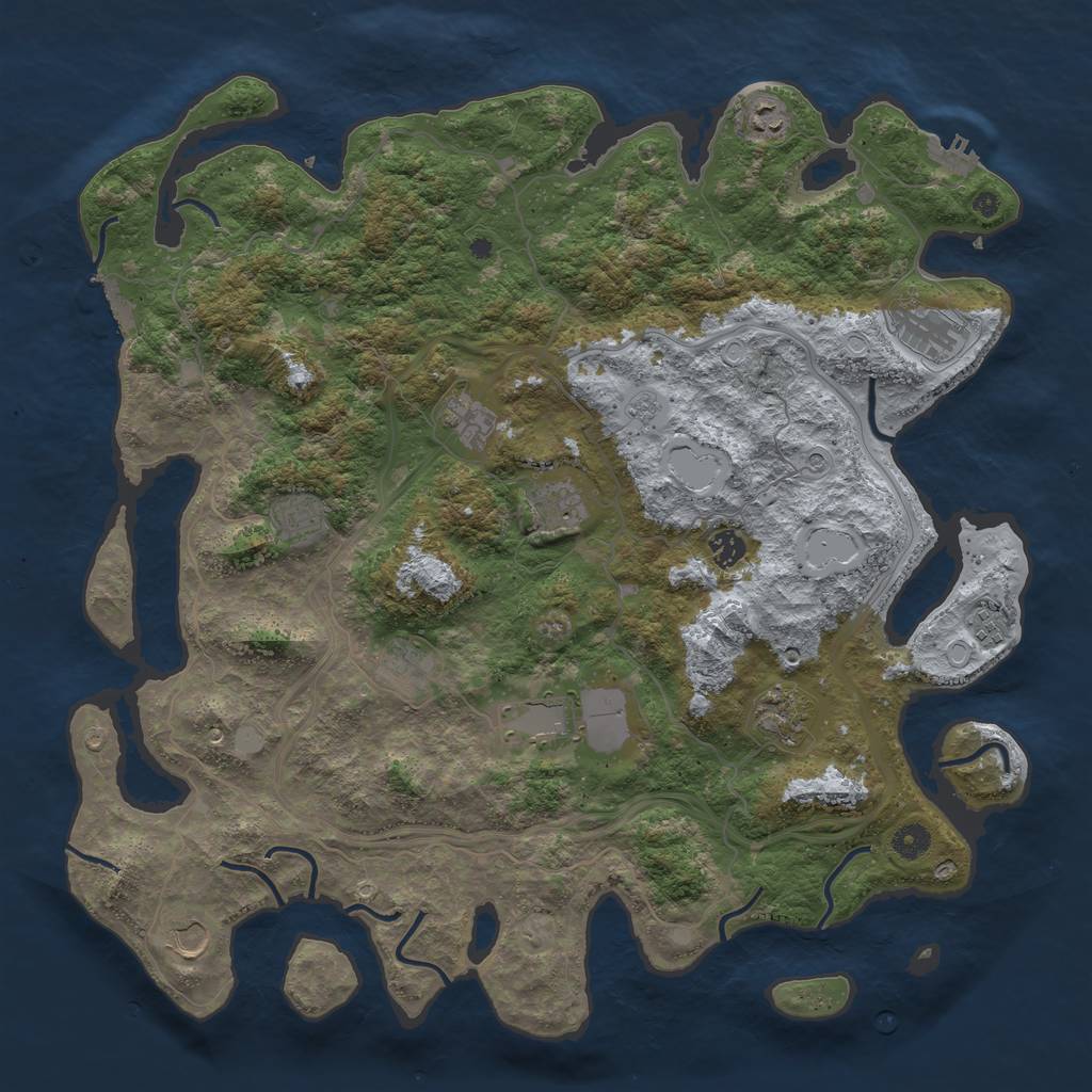 Rust Map: Procedural Map, Size: 4500, Seed: 1001010, 18 Monuments