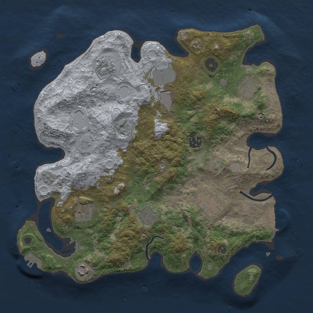 Rust Map: Procedural Map, Size: 3600, Seed: 17863854, 16 Monuments