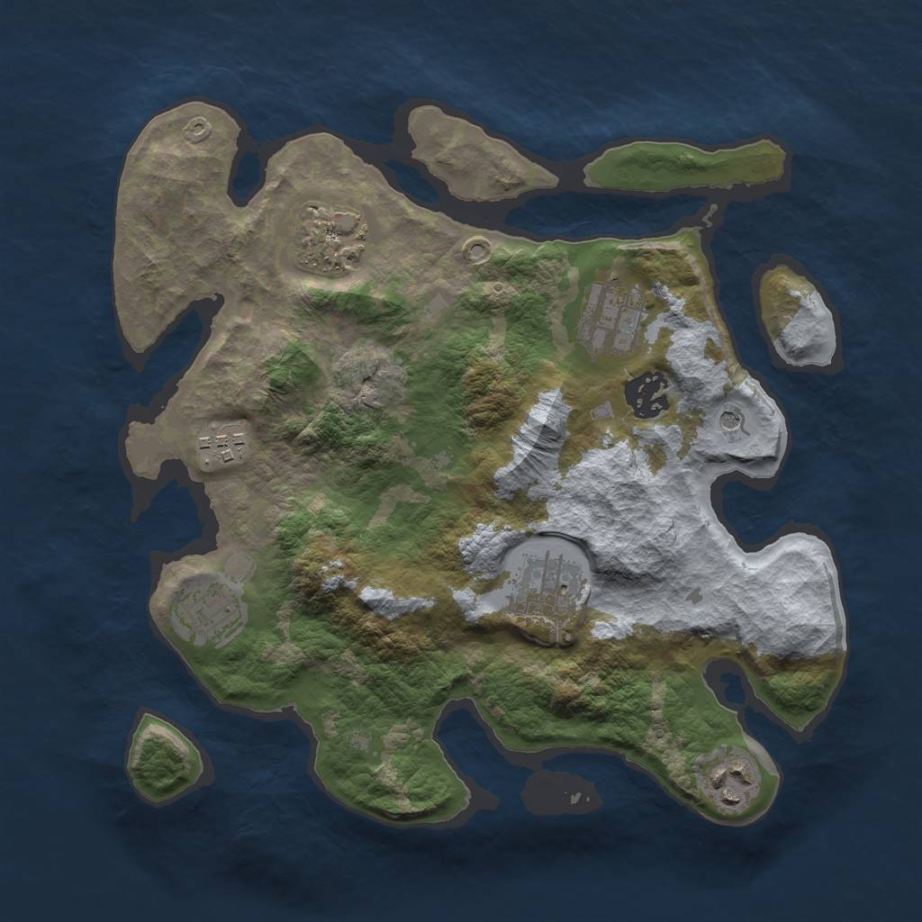 Rust Map: Barren, Size: 3000, Seed: 59, 10 Monuments