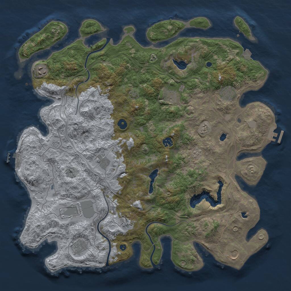 Rust Map: Procedural Map, Size: 4500, Seed: 1816025515, 16 Monuments