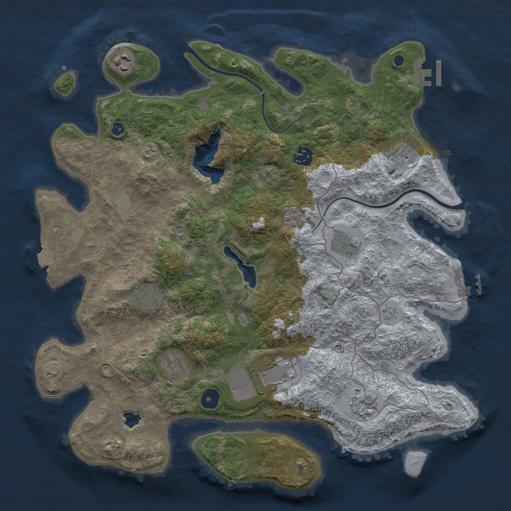 Rust Map: Procedural Map, Size: 4000, Seed: 100067966, 15 Monuments