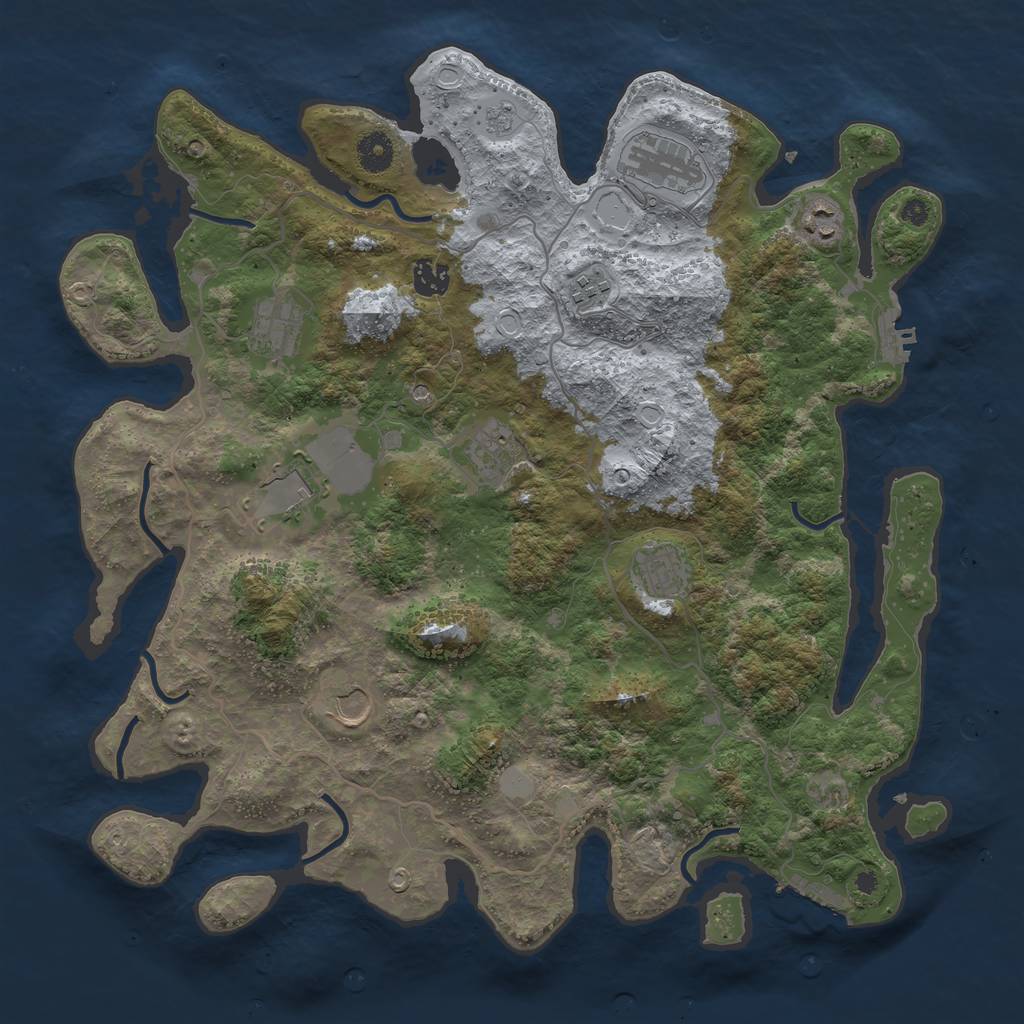 Rust Map: Procedural Map, Size: 4000, Seed: 47657, 16 Monuments