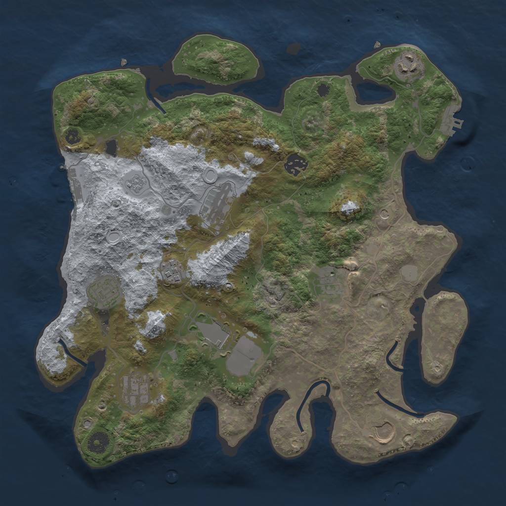 Rust Map: Procedural Map, Size: 3500, Seed: 816535416, 16 Monuments