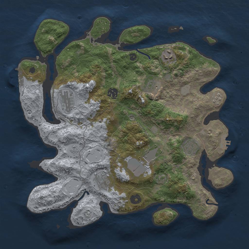 Rust Map: Procedural Map, Size: 3500, Seed: 142785961, 15 Monuments