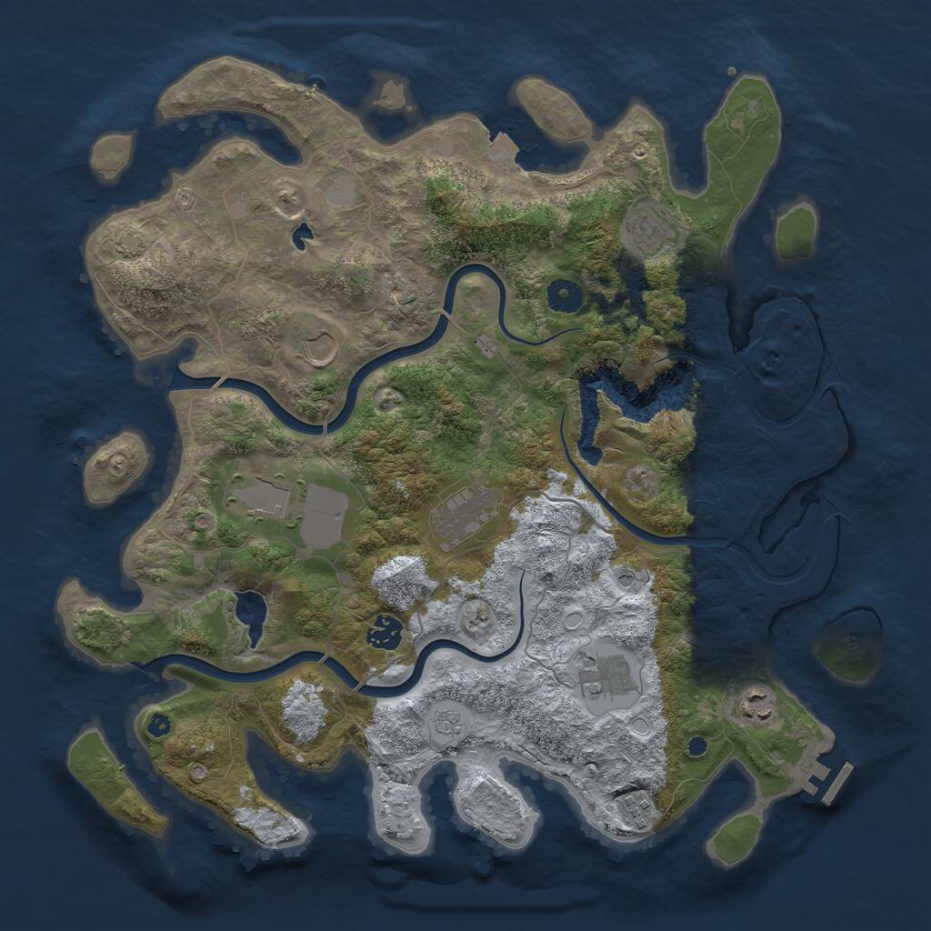 Rust Map: Procedural Map, Size: 4000, Seed: 551055, 13 Monuments