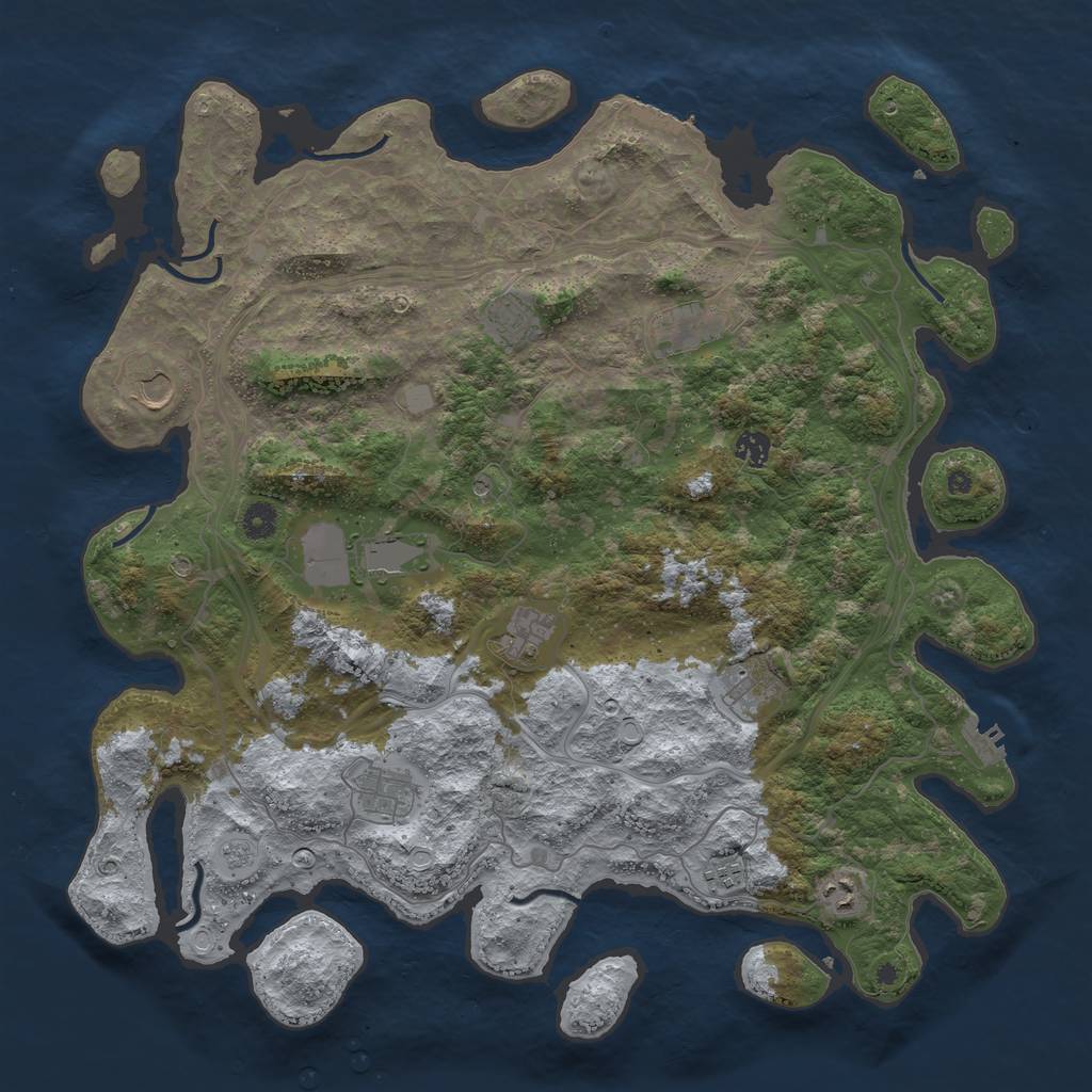 Rust Map: Procedural Map, Size: 4500, Seed: 967472787, 17 Monuments