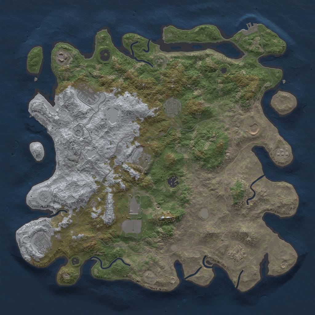 Rust Map: Procedural Map, Size: 4200, Seed: 266, 17 Monuments