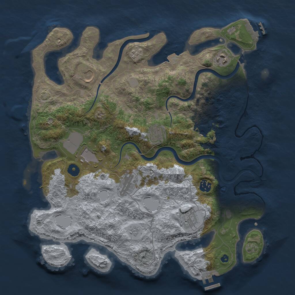 Rust Map: Procedural Map, Size: 3700, Seed: 945866511, 14 Monuments