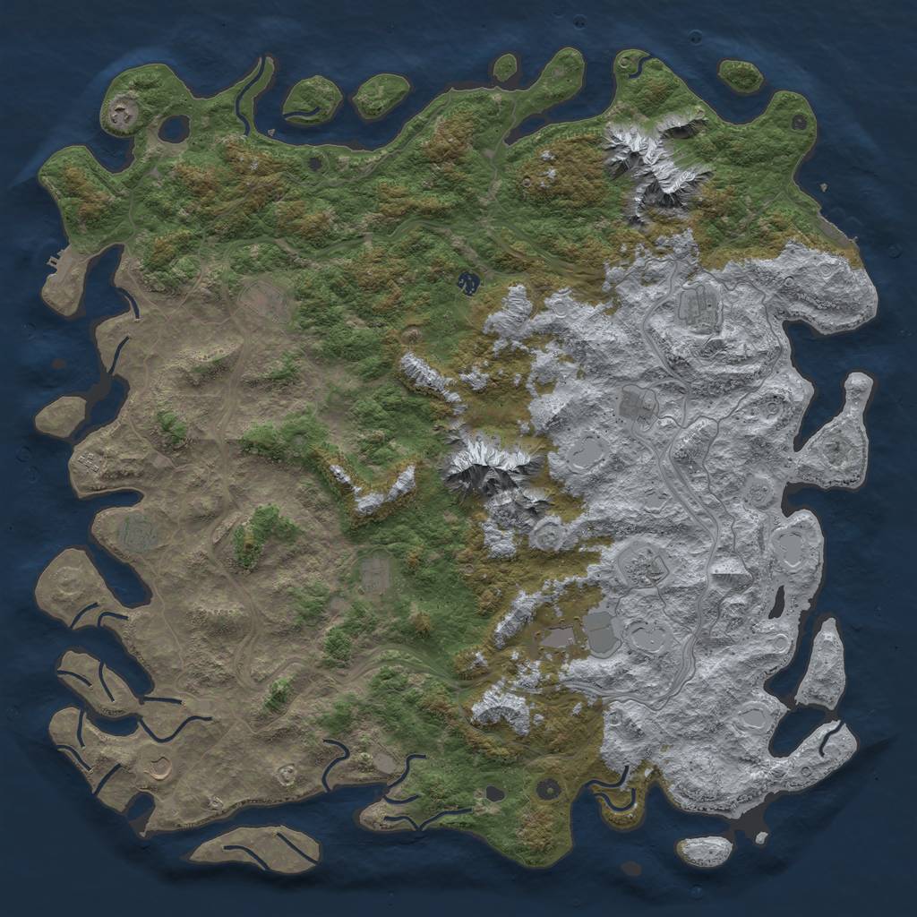 Rust Map: Procedural Map, Size: 6000, Seed: 296557316, 18 Monuments