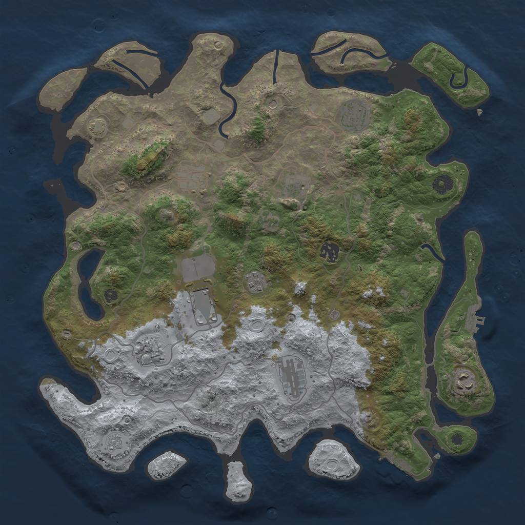 Rust Map: Procedural Map, Size: 4000, Seed: 719078710, 17 Monuments