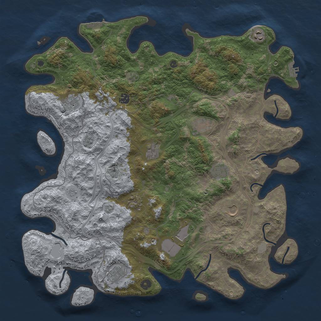 Rust Map: Procedural Map, Size: 4500, Seed: 264264, 18 Monuments
