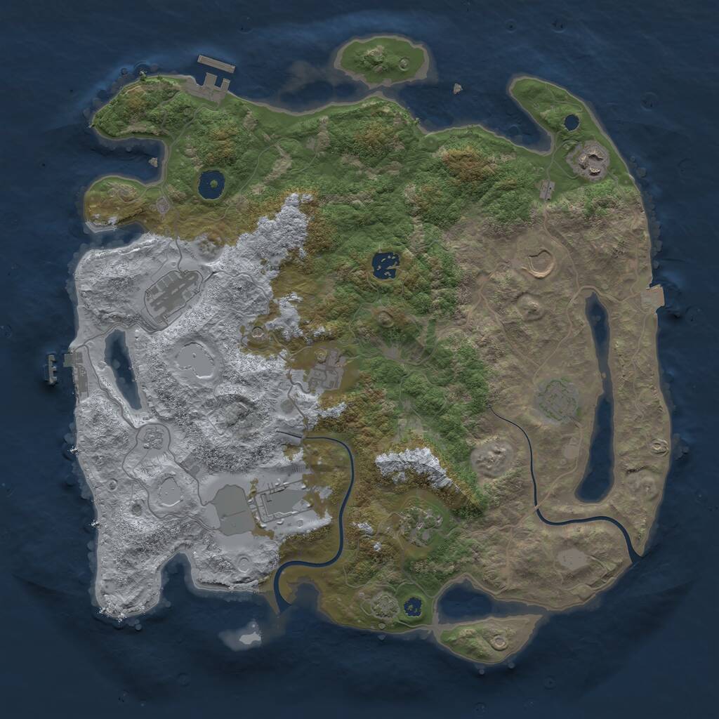 Rust Map: Procedural Map, Size: 3850, Seed: 119593883, 14 Monuments