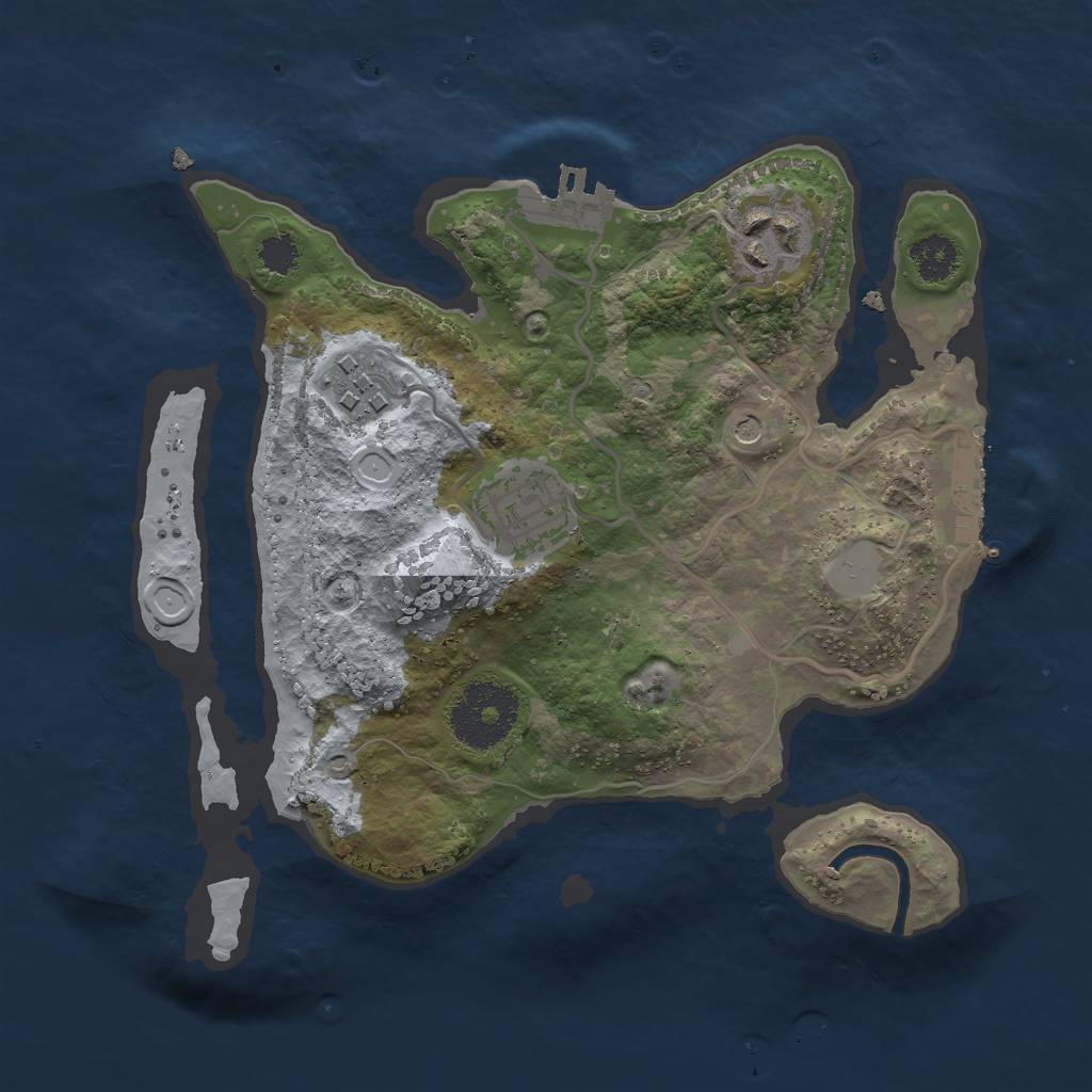 Rust Map: Procedural Map, Size: 2500, Seed: 121405, 9 Monuments