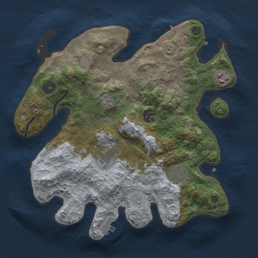 Rust Map: Procedural Map, Size: 3000, Seed: 9889, 11 Monuments