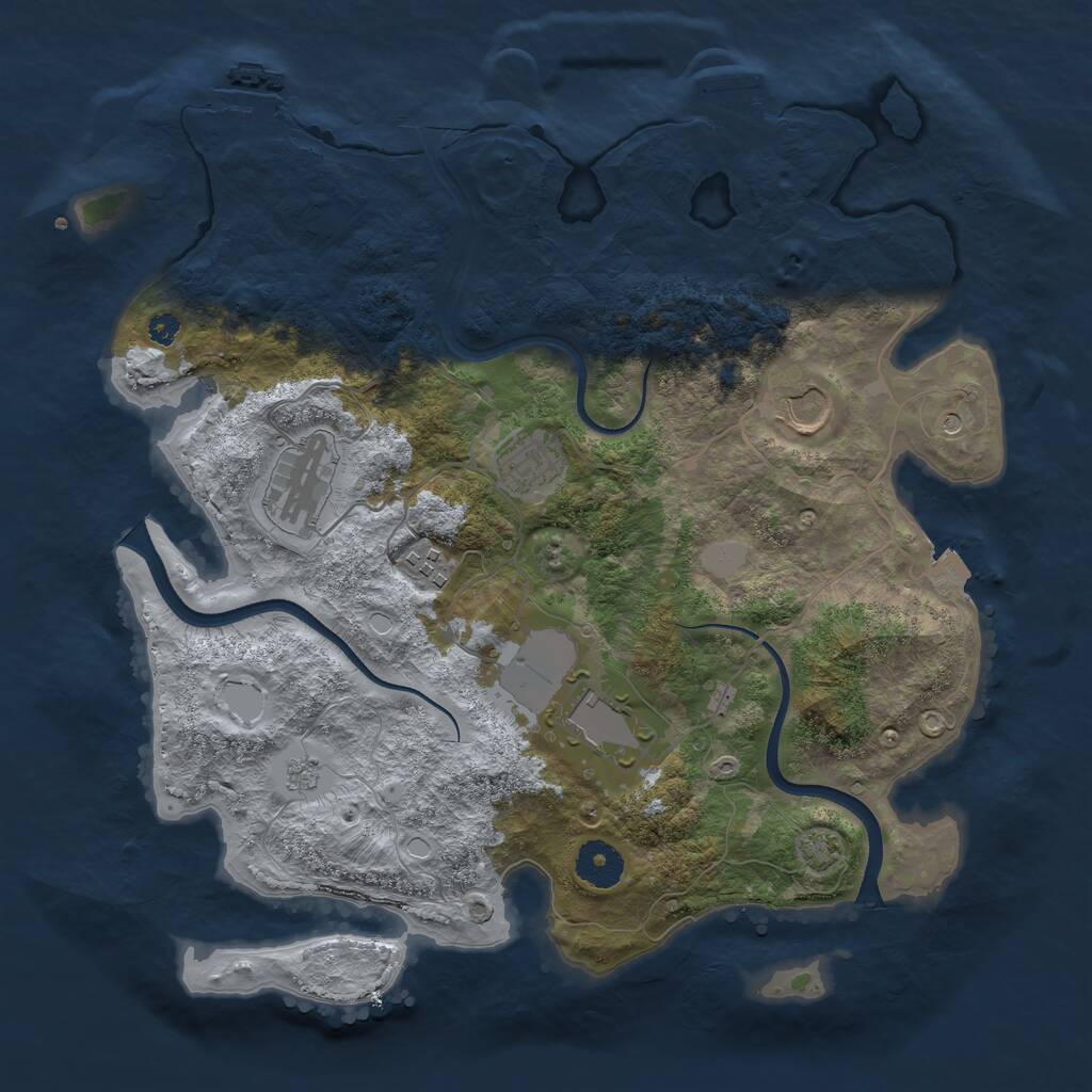 Rust Map: Procedural Map, Size: 3500, Seed: 4569911, 11 Monuments