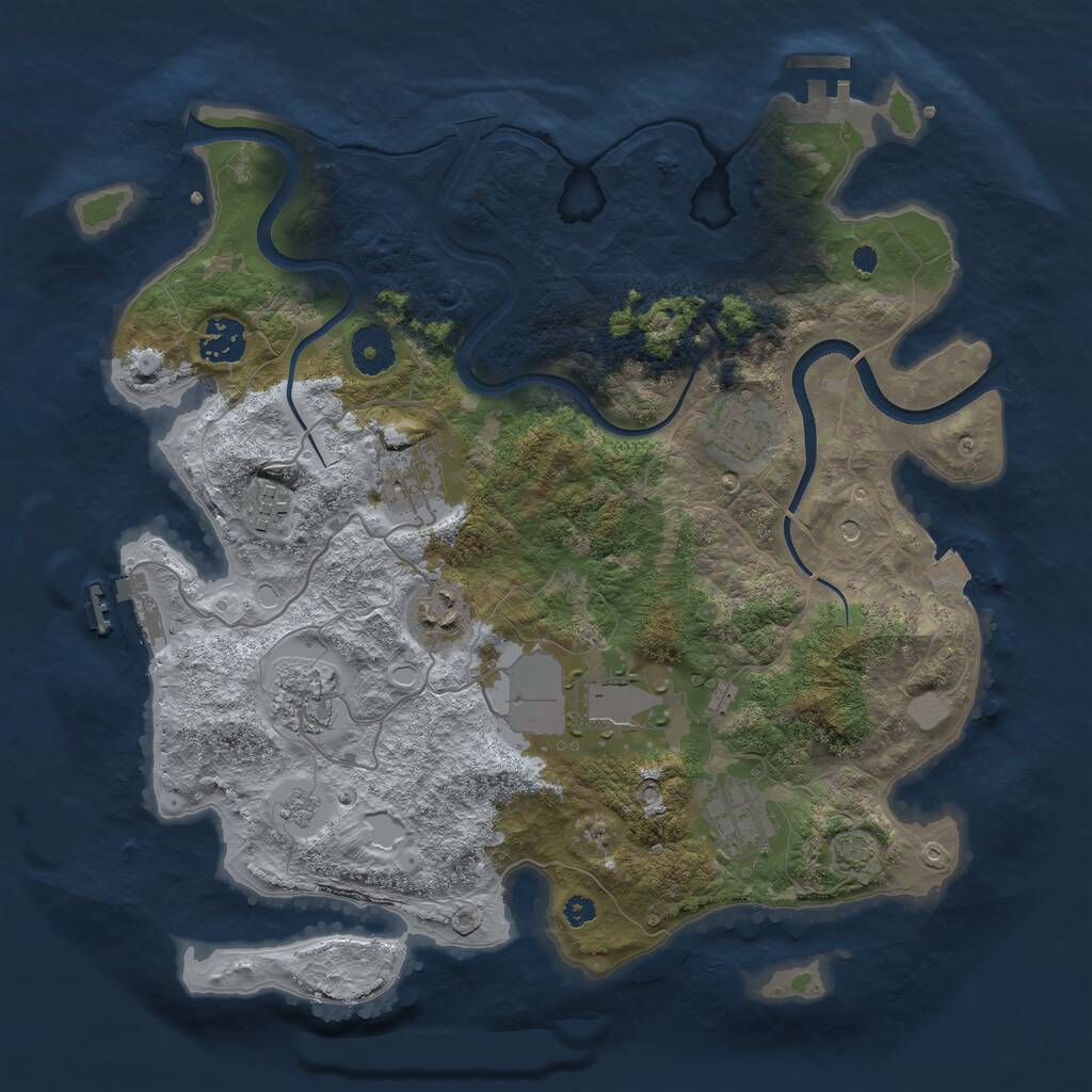 Rust Map: Procedural Map, Size: 3500, Seed: 4569911, 14 Monuments