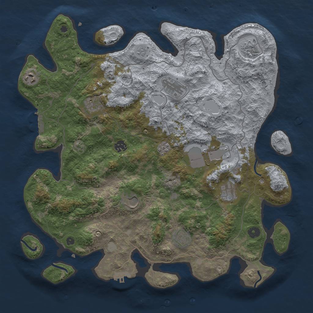 Rust Map: Procedural Map, Size: 4000, Seed: 4056, 17 Monuments