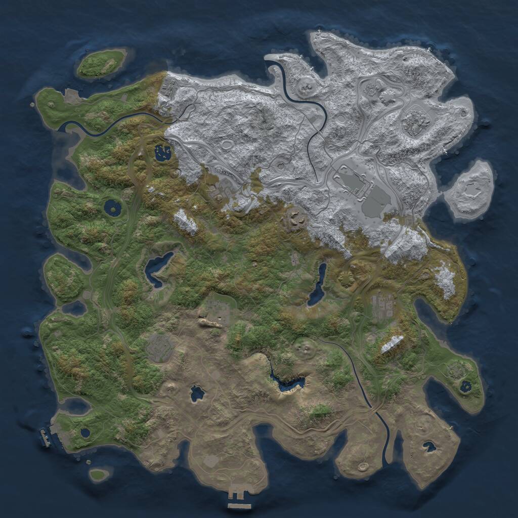 Rust Map: Procedural Map, Size: 4500, Seed: 54386, 15 Monuments