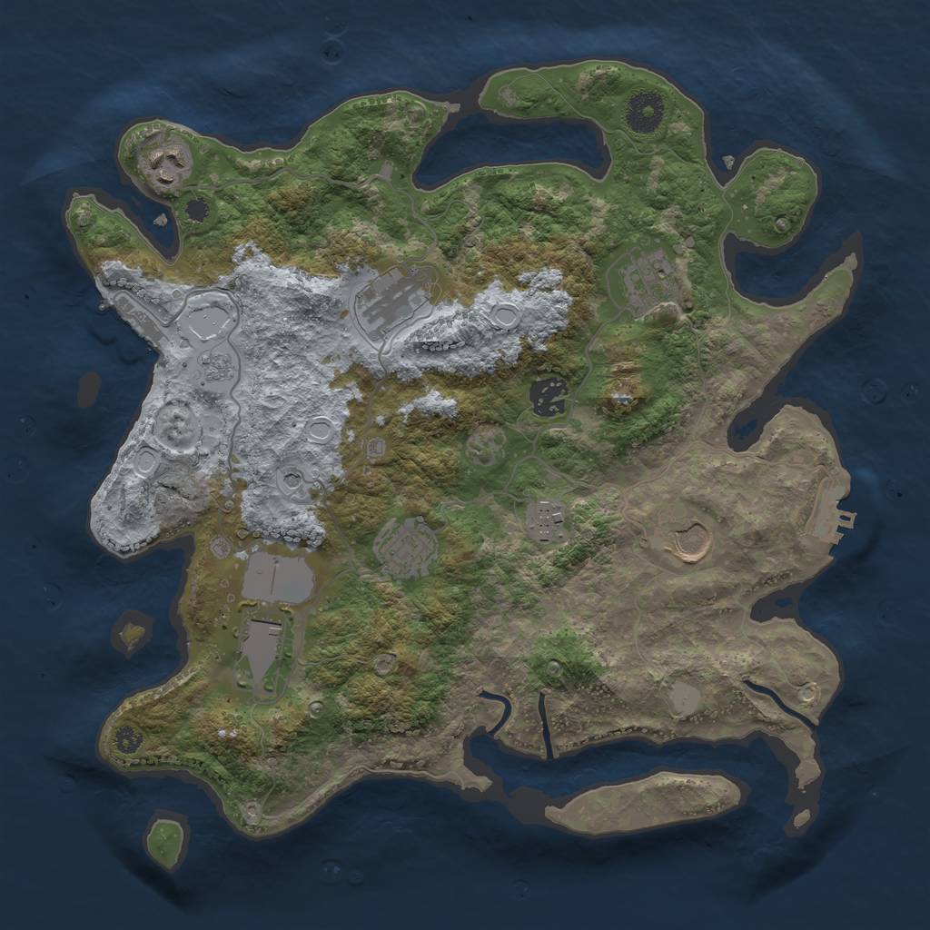 Rust Map: Procedural Map, Size: 3500, Seed: 2034835782, 15 Monuments