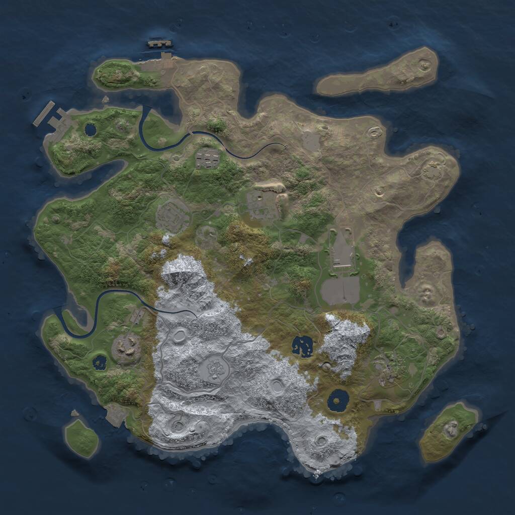 Rust Map: Procedural Map, Size: 3500, Seed: 223355, 13 Monuments