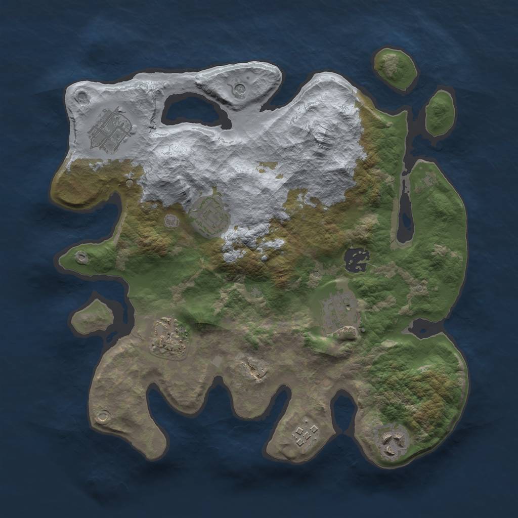 Rust Map: Barren, Size: 3000, Seed: 97976, 10 Monuments