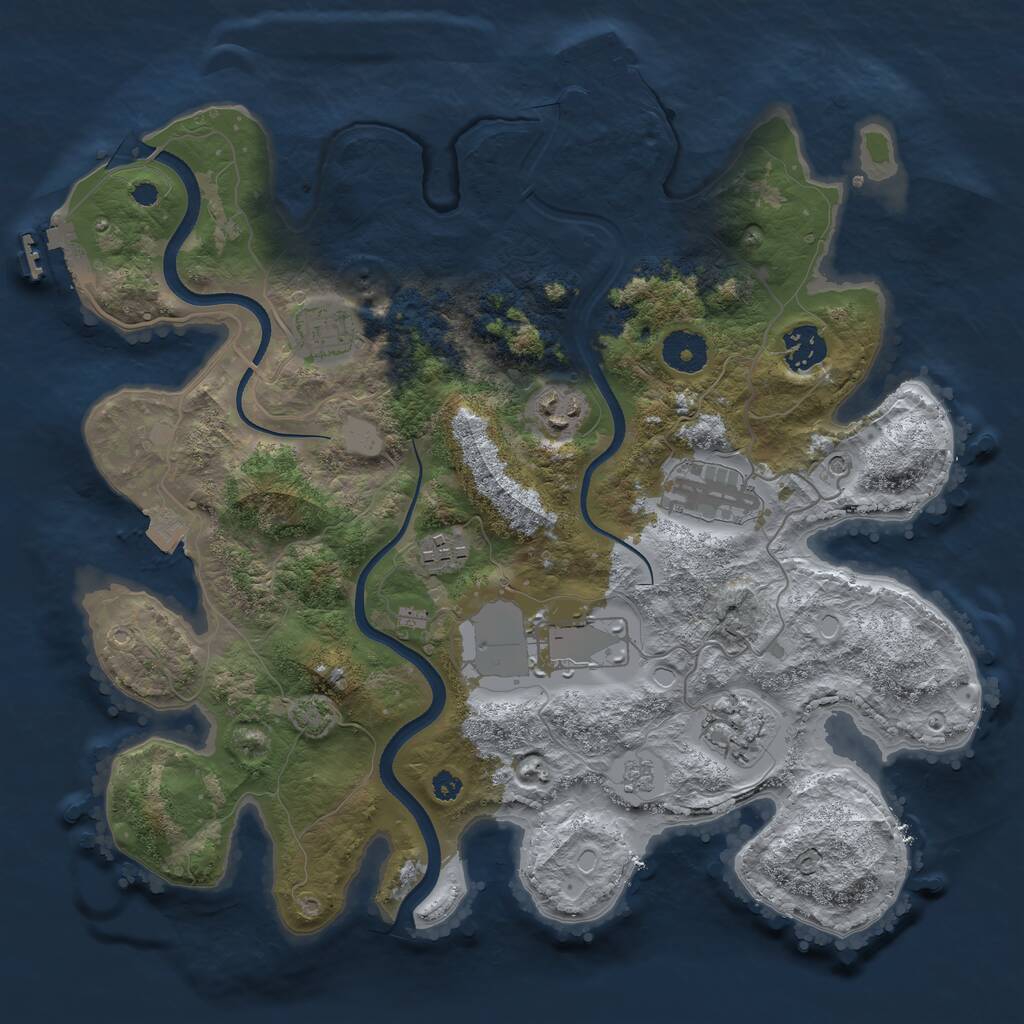 Rust Map: Procedural Map, Size: 3500, Seed: 2210037, 13 Monuments