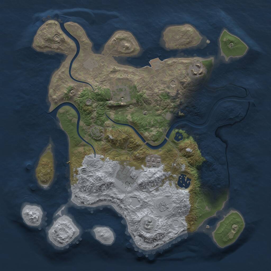 Rust Map: Procedural Map, Size: 3000, Seed: 1311962775, 9 Monuments