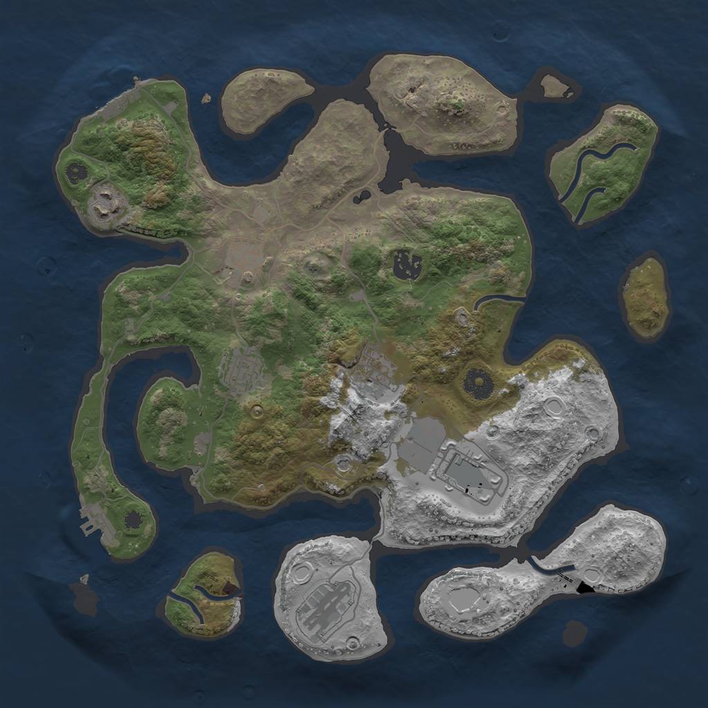 Rust Map: Procedural Map, Size: 3500, Seed: 29764256, 15 Monuments