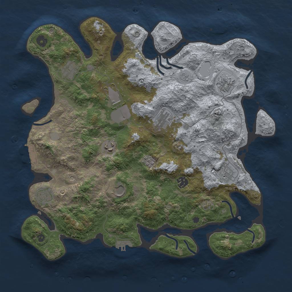 Rust Map: Procedural Map, Size: 3900, Seed: 243159141, 17 Monuments
