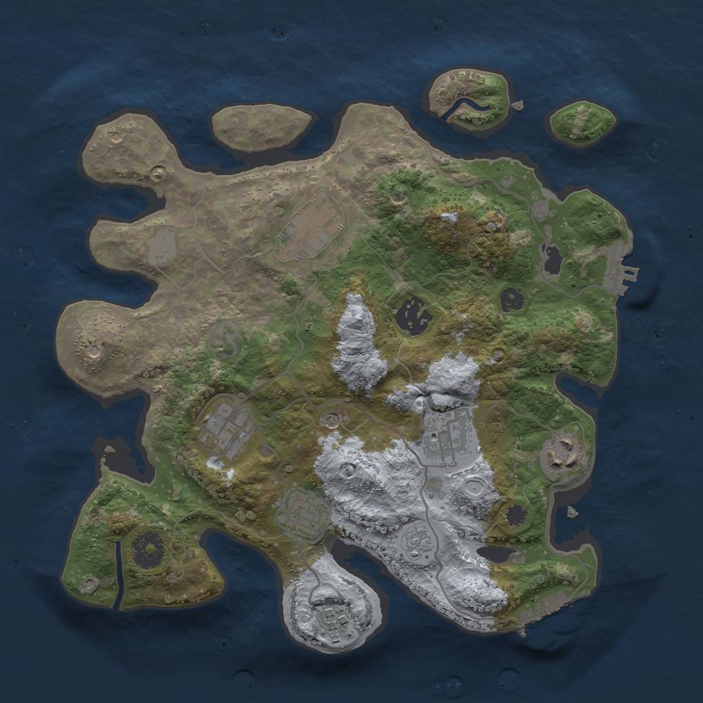 Rust Map: Procedural Map, Size: 3000, Seed: 644429086, 14 Monuments