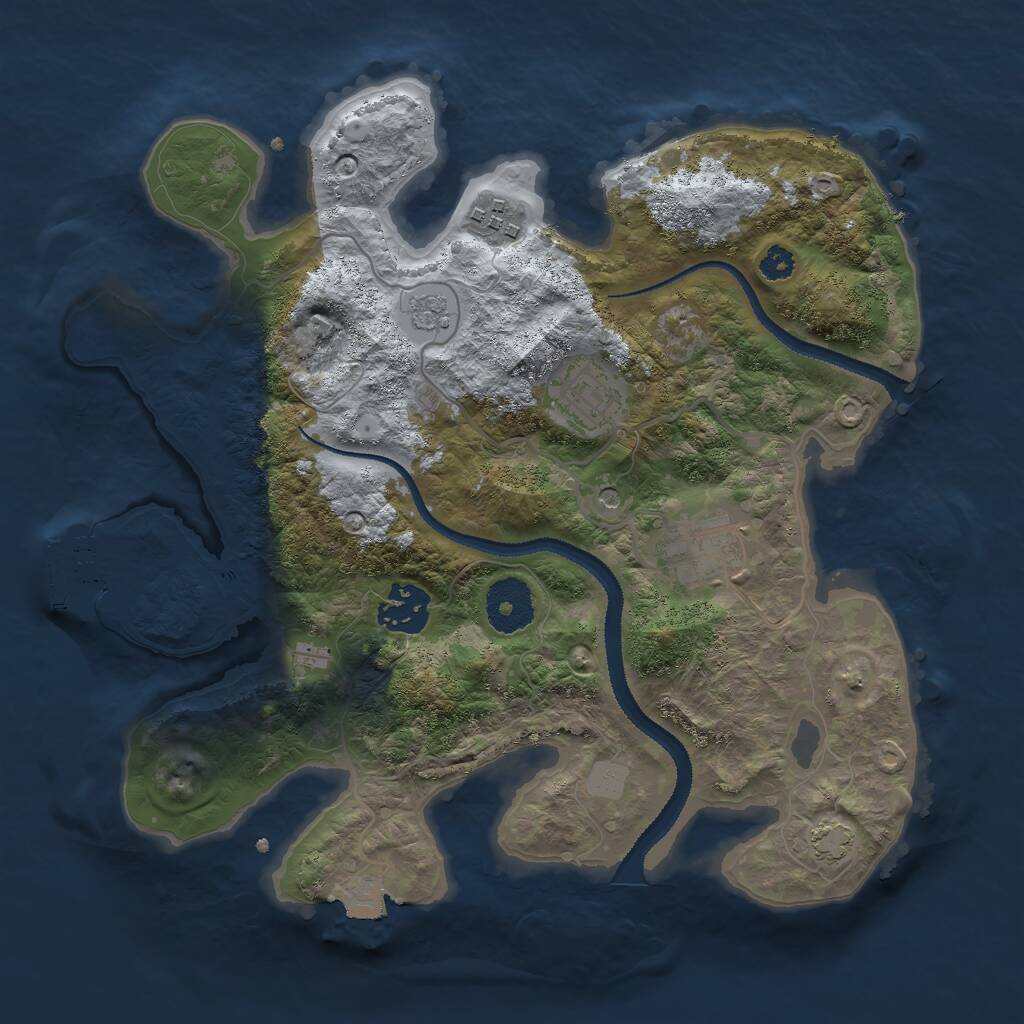 Rust Map: Procedural Map, Size: 3000, Seed: 2332, 9 Monuments
