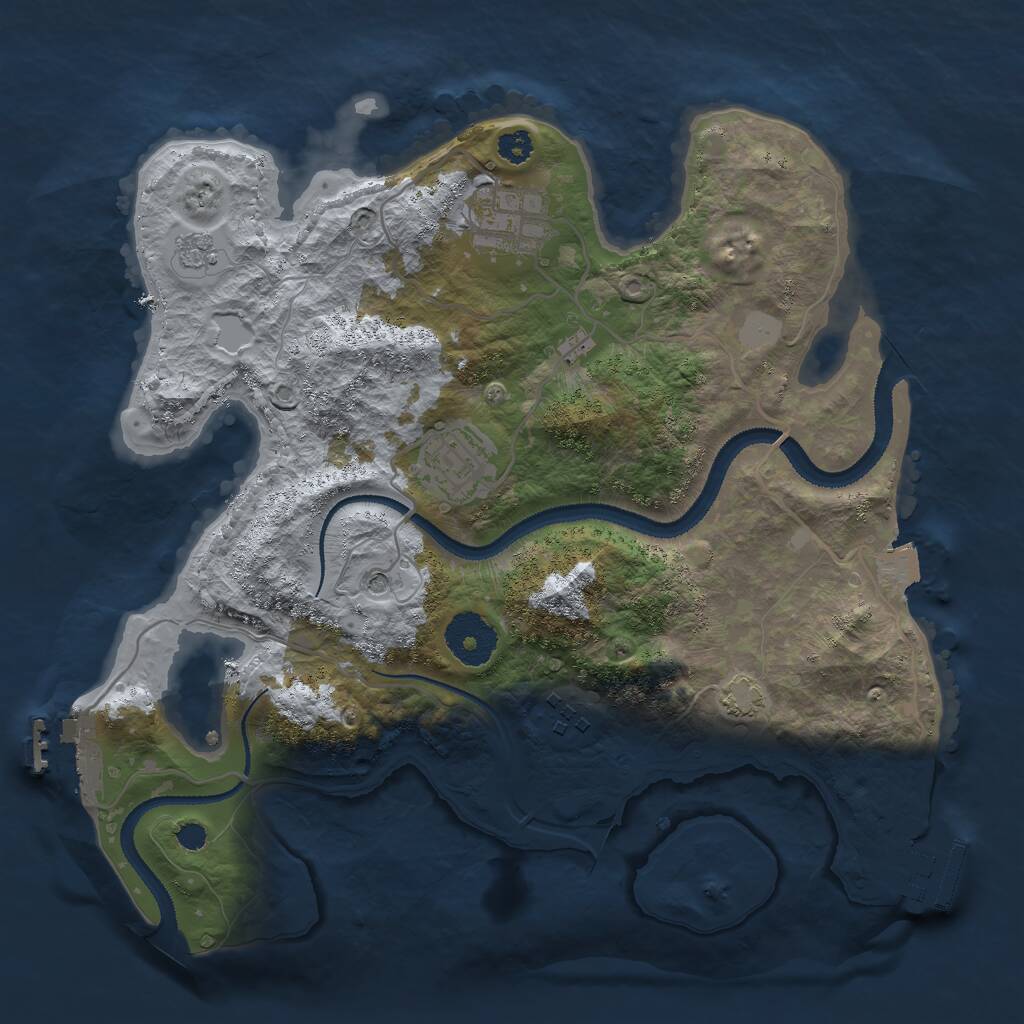 Rust Map: Procedural Map, Size: 3000, Seed: 115890555, 9 Monuments