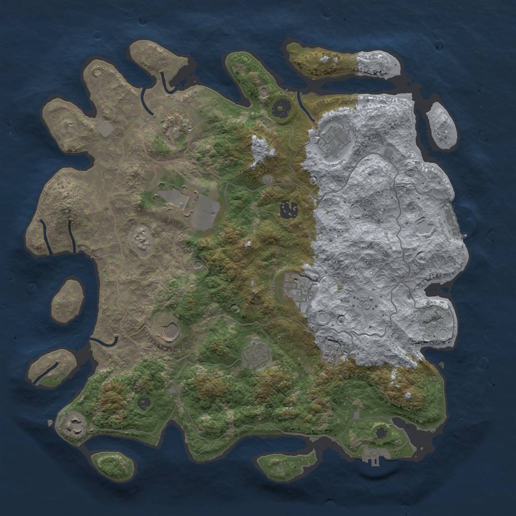 Rust Map: Procedural Map, Size: 4000, Seed: 60020459, 16 Monuments