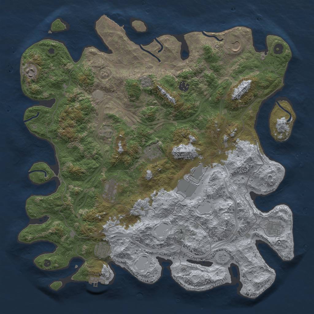 Rust Map: Procedural Map, Size: 4500, Seed: 291159940, 16 Monuments