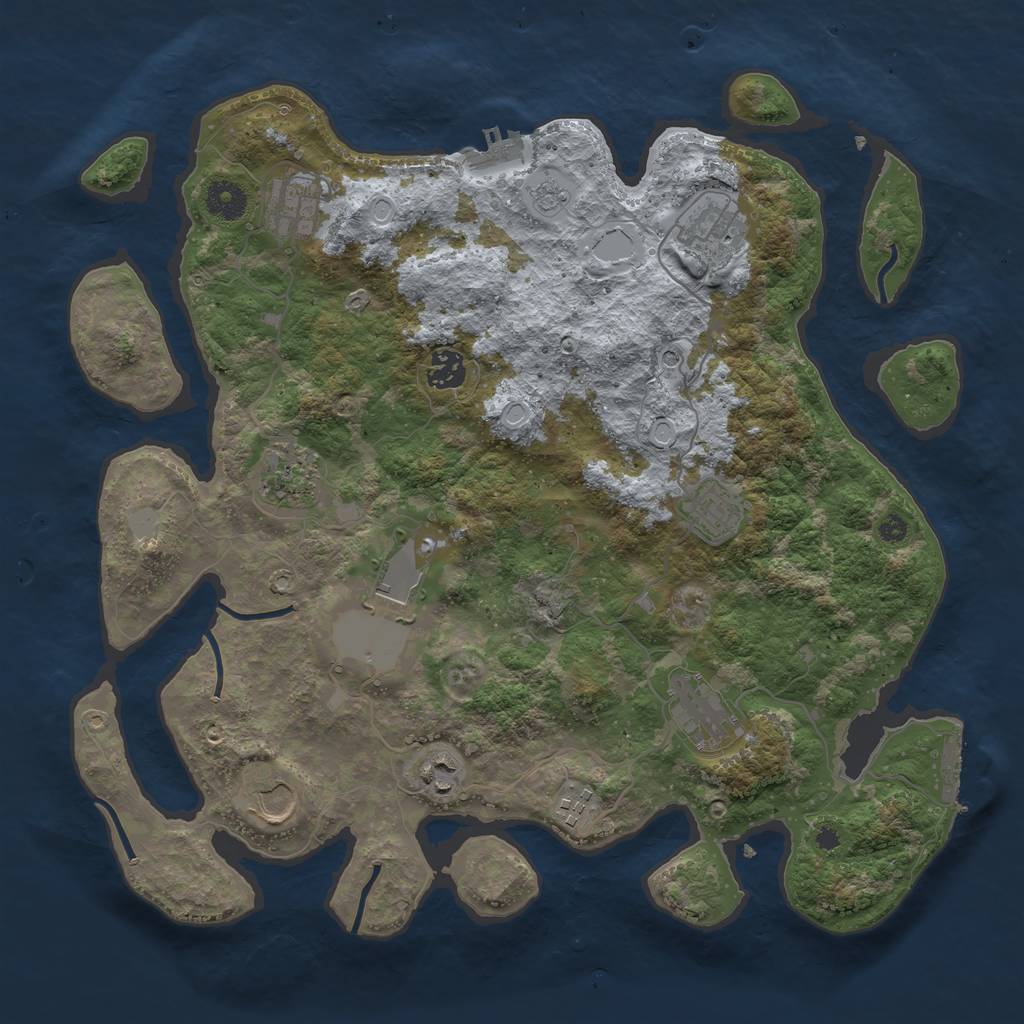 Rust Map: Procedural Map, Size: 3800, Seed: 665465, 17 Monuments