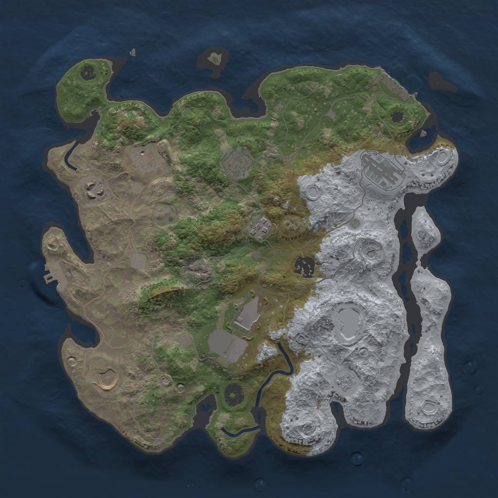 Rust Map: Procedural Map, Size: 3500, Seed: 354525, 15 Monuments