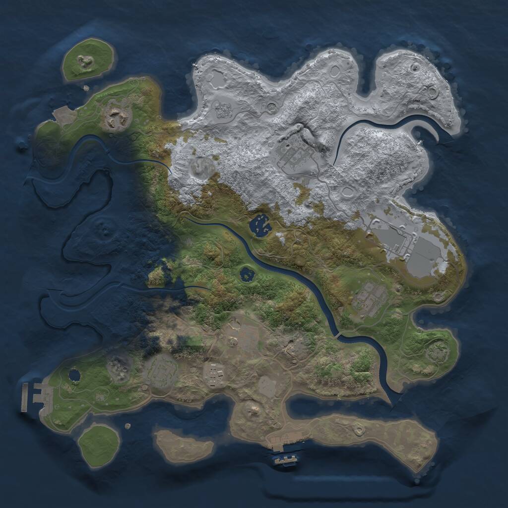 Rust Map: Procedural Map, Size: 3500, Seed: 2112157372, 14 Monuments