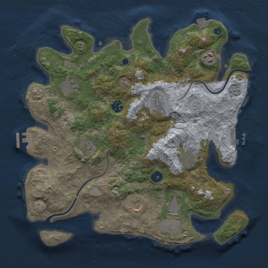 Rust Map: Procedural Map, Size: 3600, Seed: 1192009591, 15 Monuments