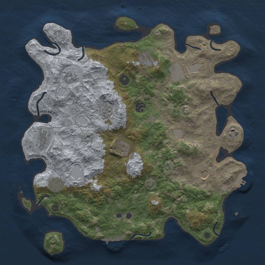 Rust Map: Procedural Map, Size: 3950, Seed: 1355946750, 18 Monuments