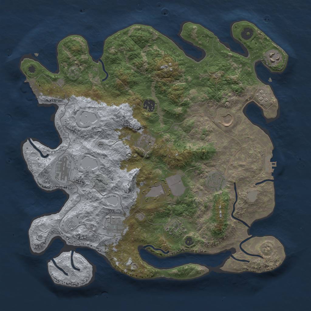 Rust Map: Procedural Map, Size: 3850, Seed: 1402998905, 17 Monuments