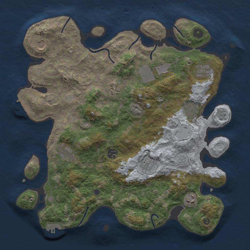 Rust Map: Procedural Map, Size: 3700, Seed: 903969920, 17 Monuments