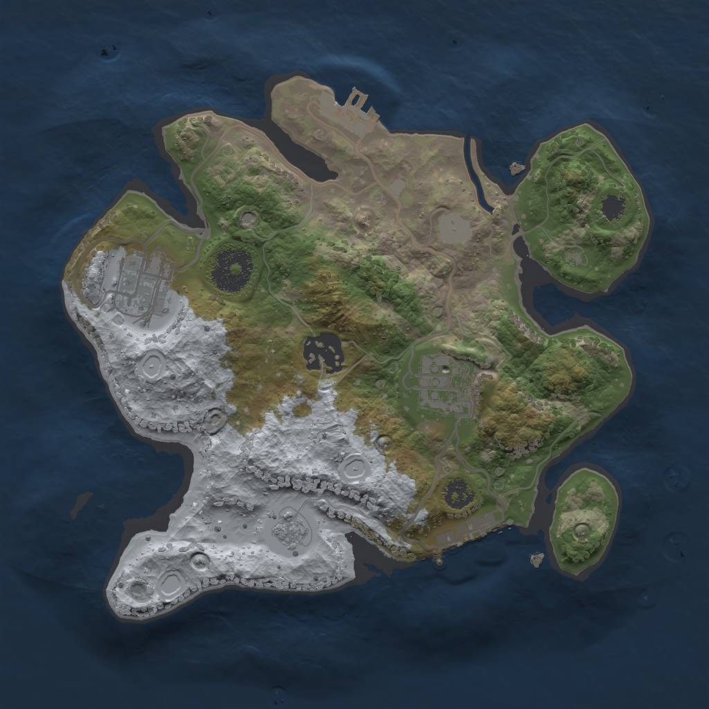 Rust Map: Procedural Map, Size: 2500, Seed: 1000810, 9 Monuments