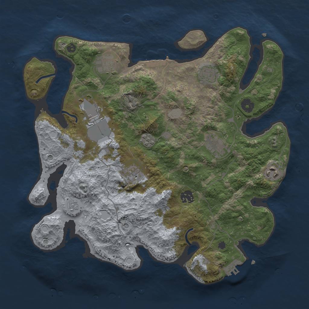 Rust Map: Procedural Map, Size: 3500, Seed: 1869569024, 15 Monuments