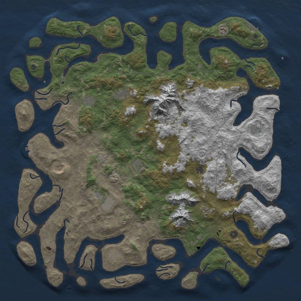 Rust Map: Procedural Map, Size: 6000, Seed: 1973549821, 19 Monuments