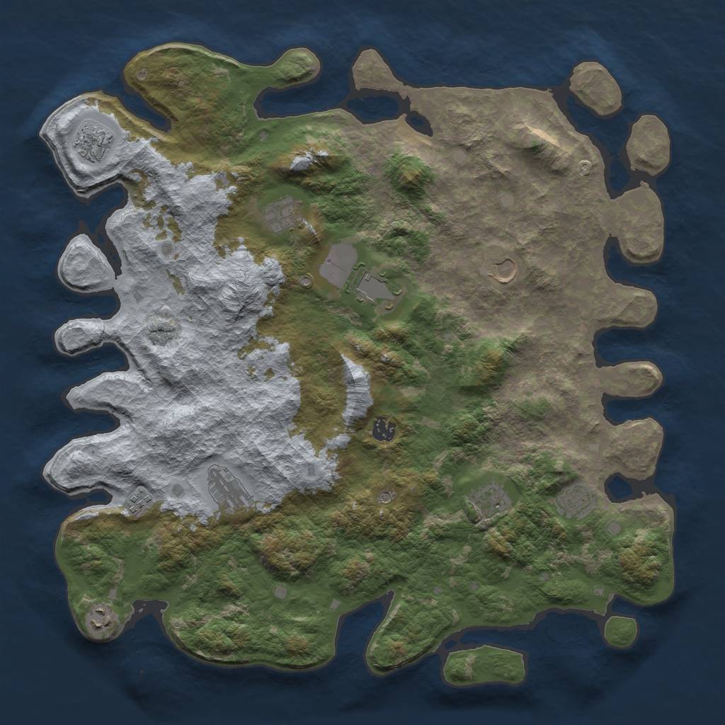 Rust Map: Barren, Size: 4500, Seed: 123456, 13 Monuments