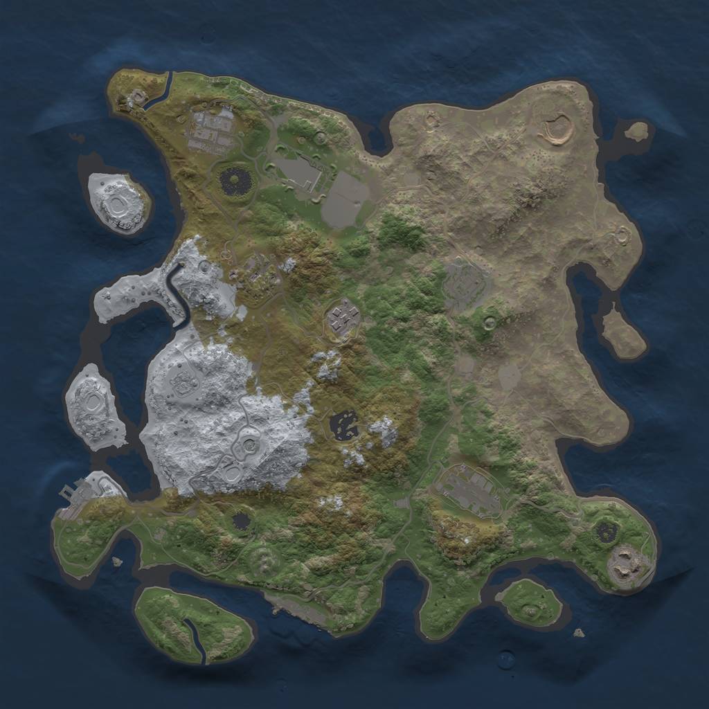 Rust Map: Procedural Map, Size: 3500, Seed: 17411357, 16 Monuments