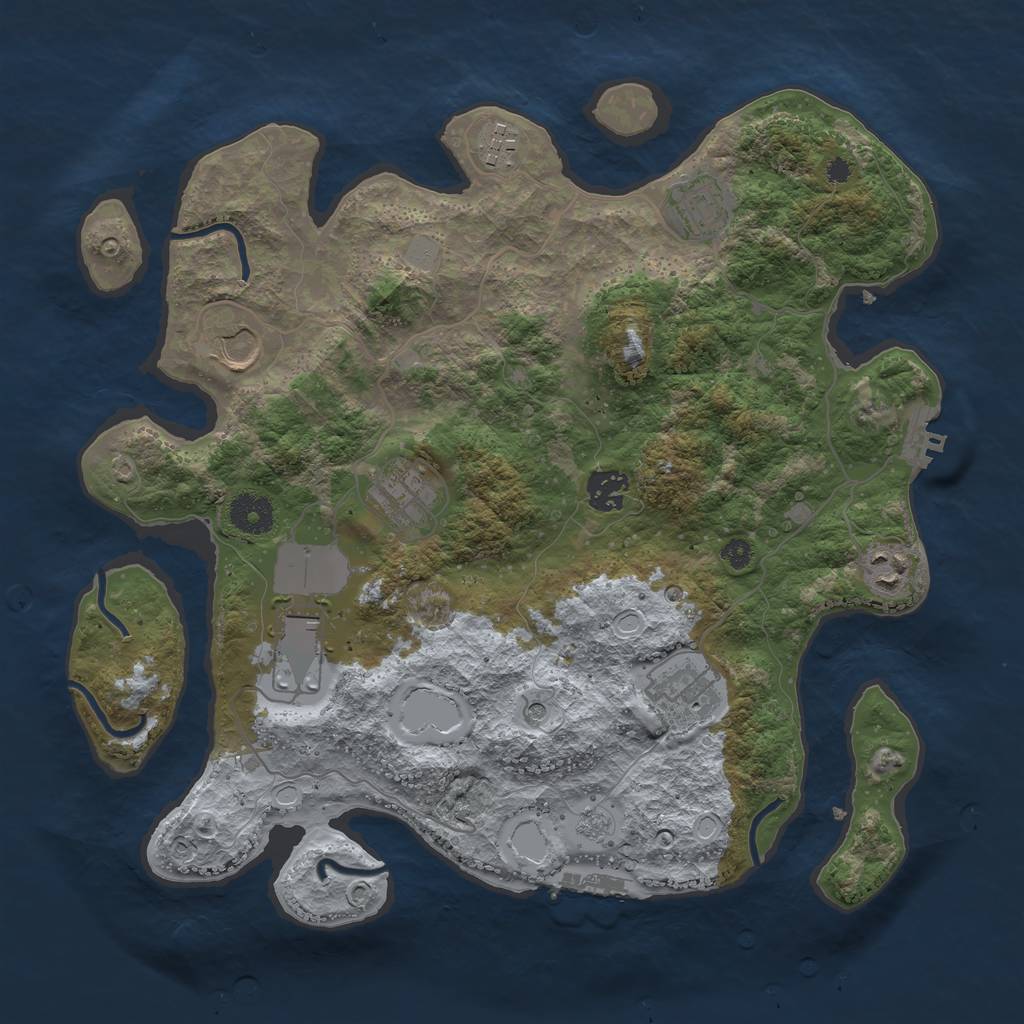 Rust Map: Procedural Map, Size: 3600, Seed: 825040272, 15 Monuments
