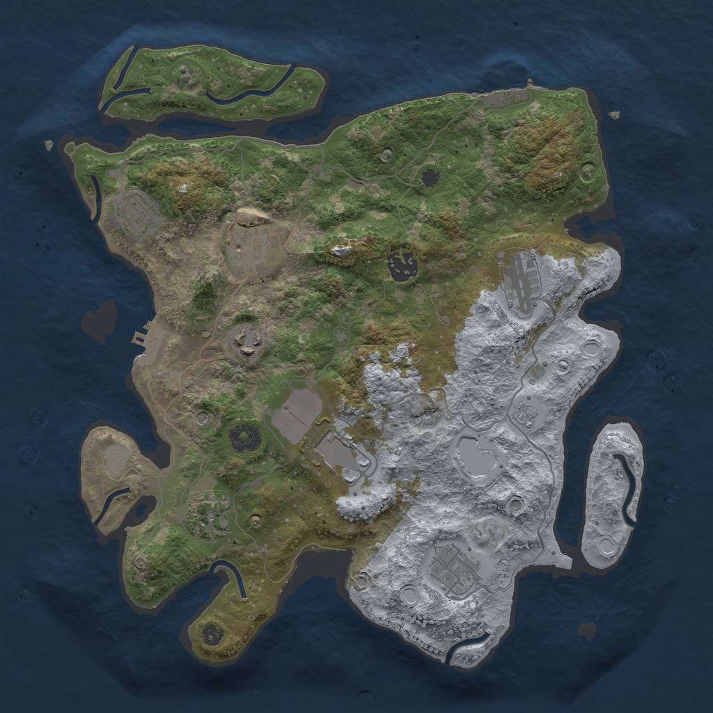 Rust Map: Procedural Map, Size: 3500, Seed: 527714598, 15 Monuments